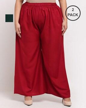 pack of 2 palazzos with elasticated waistband