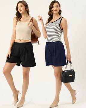 pack of 2 pleated city shorts with insert pockets