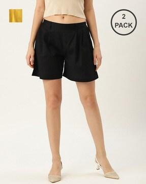 pack of 2 pleated mid-rise shorts