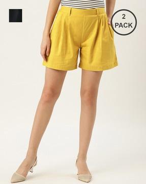 pack of 2 pleated mid-rise shorts