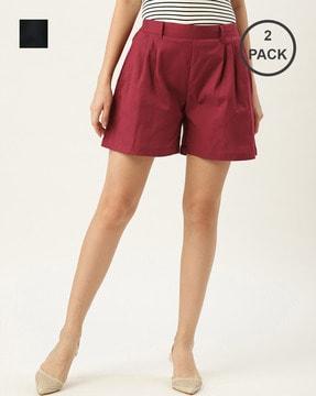 pack of 2 pleated mid-rise shorts