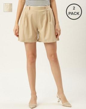 pack of 2 pleated mid-rise shorts