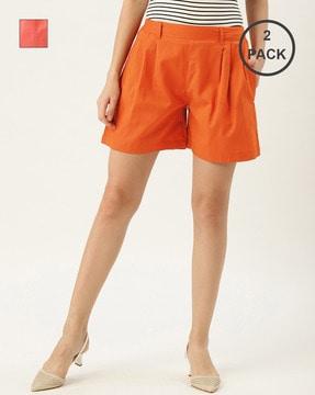 pack of 2 pleated mid-rise shorts