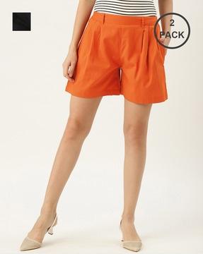 pack of 2 pleated mid-rise shorts