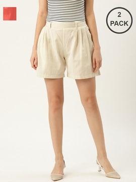 pack of 2 pleated mid-rise shorts