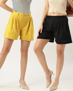 pack of 2 pleated mid-rise shorts