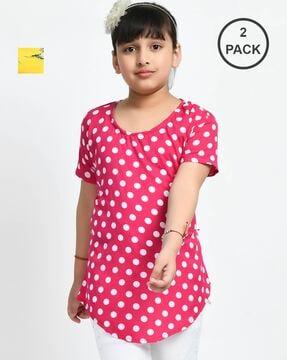 pack of 2 polka-dot round-neck tops