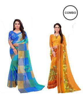 pack of 2 printed  sarees with blouse piece