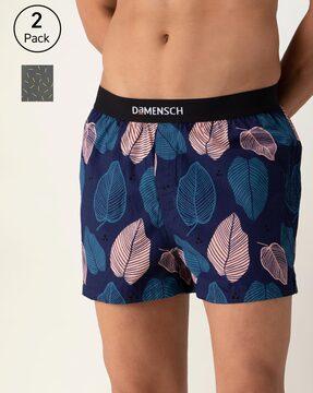 pack of 2 printed boxers with elasticated waist