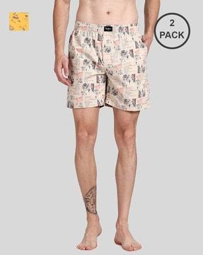 pack of 2 printed boxers with elasticated waist