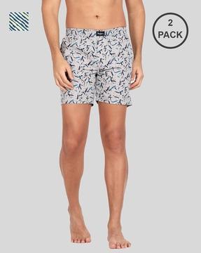 pack of 2 printed boxers with elasticated waist