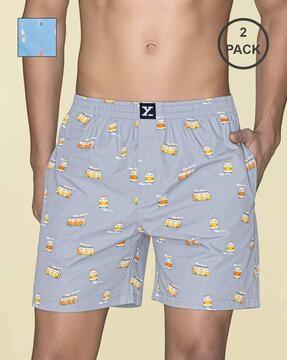 pack of 2 printed boxers with elasticated waist