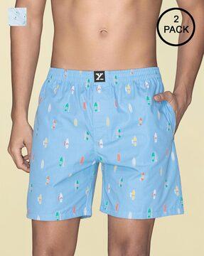 pack of 2 printed boxers with elasticated waist