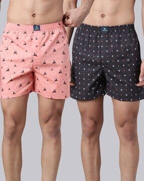 pack of 2 printed boxers with elasticated waist