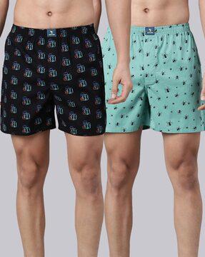 pack of 2 printed boxers with elasticated waist