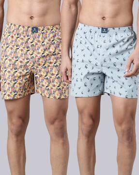 pack of 2 printed boxers with elasticated waist