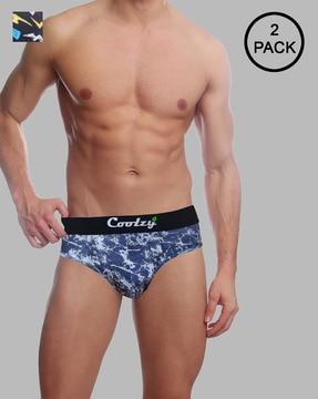 pack of 2 printed briefs with elasticated waist