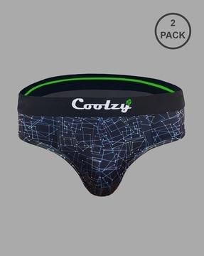 pack of 2 printed briefs with elasticated waist