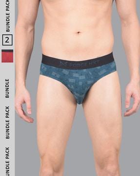 pack of 2 printed briefs with elasticated waist