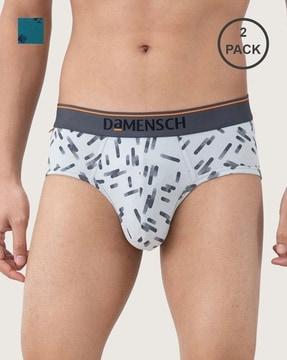 pack of 2 printed briefs with elasticated waist