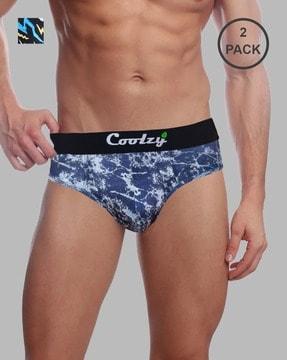 pack of 2 printed briefs with elasticated waistband