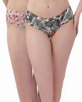 pack of 2 printed briefs with elasticated waistband