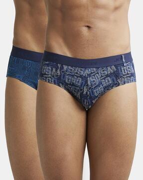 pack of 2 printed briefs with elasticated waistband