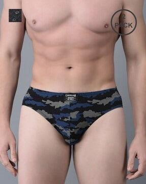 pack of 2 printed briefs with elasticated waistband