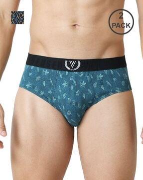 pack of 2 printed briefs with logo waistband