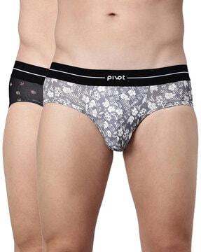 pack of 2 printed briefs with logo waistband