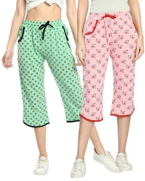 pack of 2 printed capris with drawstring waist