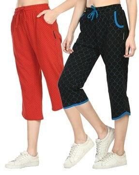 pack of 2 printed capris with drawstring waist