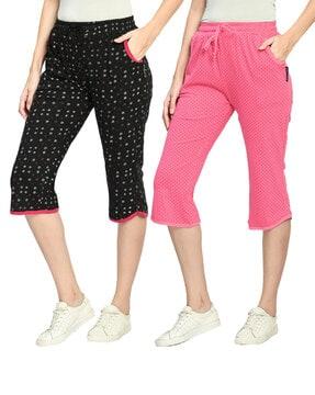 pack of 2 printed capris with drawstring waist