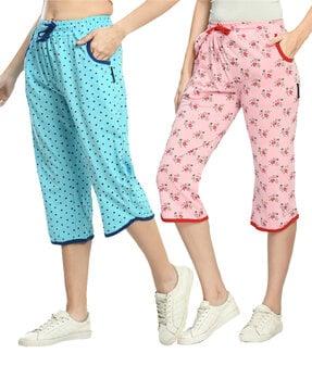 pack of 2 printed capris with drawstring waist
