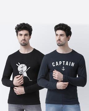 pack of 2 printed crew-neck t-shirts