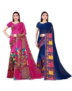 pack of 2 printed georgette saree