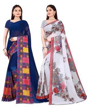 pack of 2 printed georgette saree