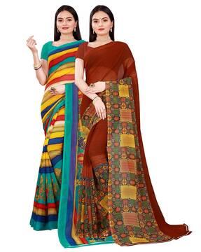 pack of 2 printed georgette sarees