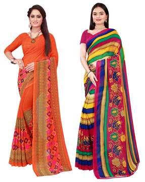 pack of 2 printed georgette sarees