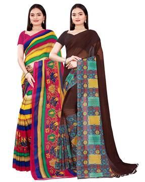 pack of 2 printed georgette sarees