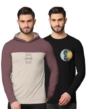 pack of 2 printed hooded sweatshirt