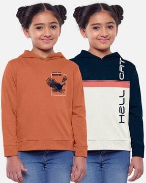 pack of 2 printed hooded t-shirt