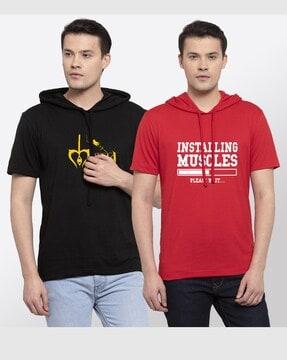 pack of 2 printed hooded t-shirts