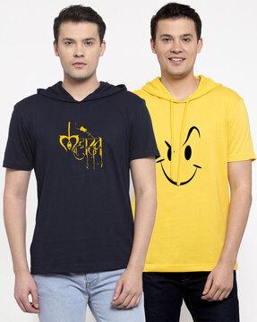 pack of 2 printed hooded t-shirts