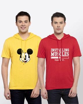 pack of 2 printed hooded t-shirts