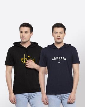 pack of 2 printed hooded t-shirts