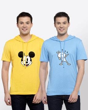 pack of 2 printed hooded t-shirts