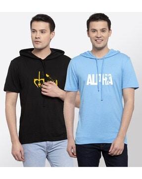 pack of 2 printed hooded t-shirts