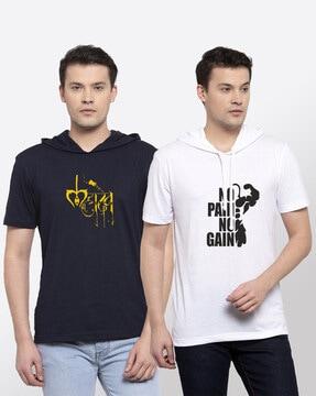 pack of 2 printed hooded t-shirts