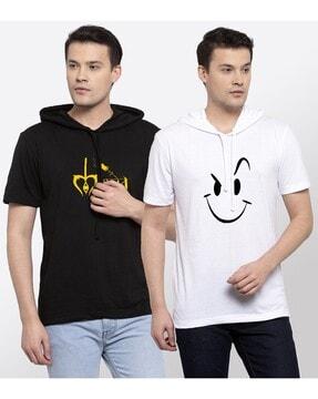 pack of 2 printed hooded t-shirts